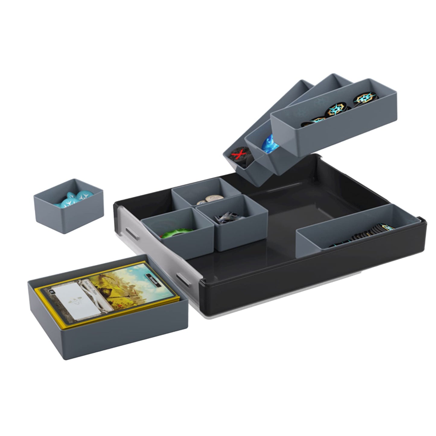 Token Silo Convertible | Store And Organize Board Game Tokens | 9 Removable Trays In 3 Different Sizes | Stackable Token Box | Convenient Space-Saving Design | Black | Made By Gamegenic (Ggs22001Ml)