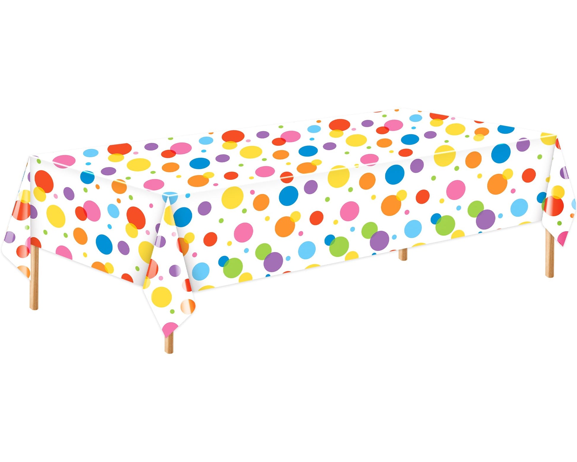 Oudain 1 Pcs Polka Dot Plastic Tablecloth 108 x 54 Inch Colorful Happy Birthday Table Cloth Decorations Rectangular Disposable W