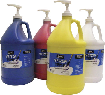 Sax Versatemp Heavy-Bodied Tempera Paints With Pumps, Assorted Colors, Set Of 4 Gallons