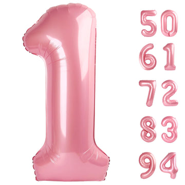 40 Inch Pearlescent Pink 1 Balloon For First Birthday, 1St Number Balloons Birthday Decorations For Girl Kids Toddler Baby, One