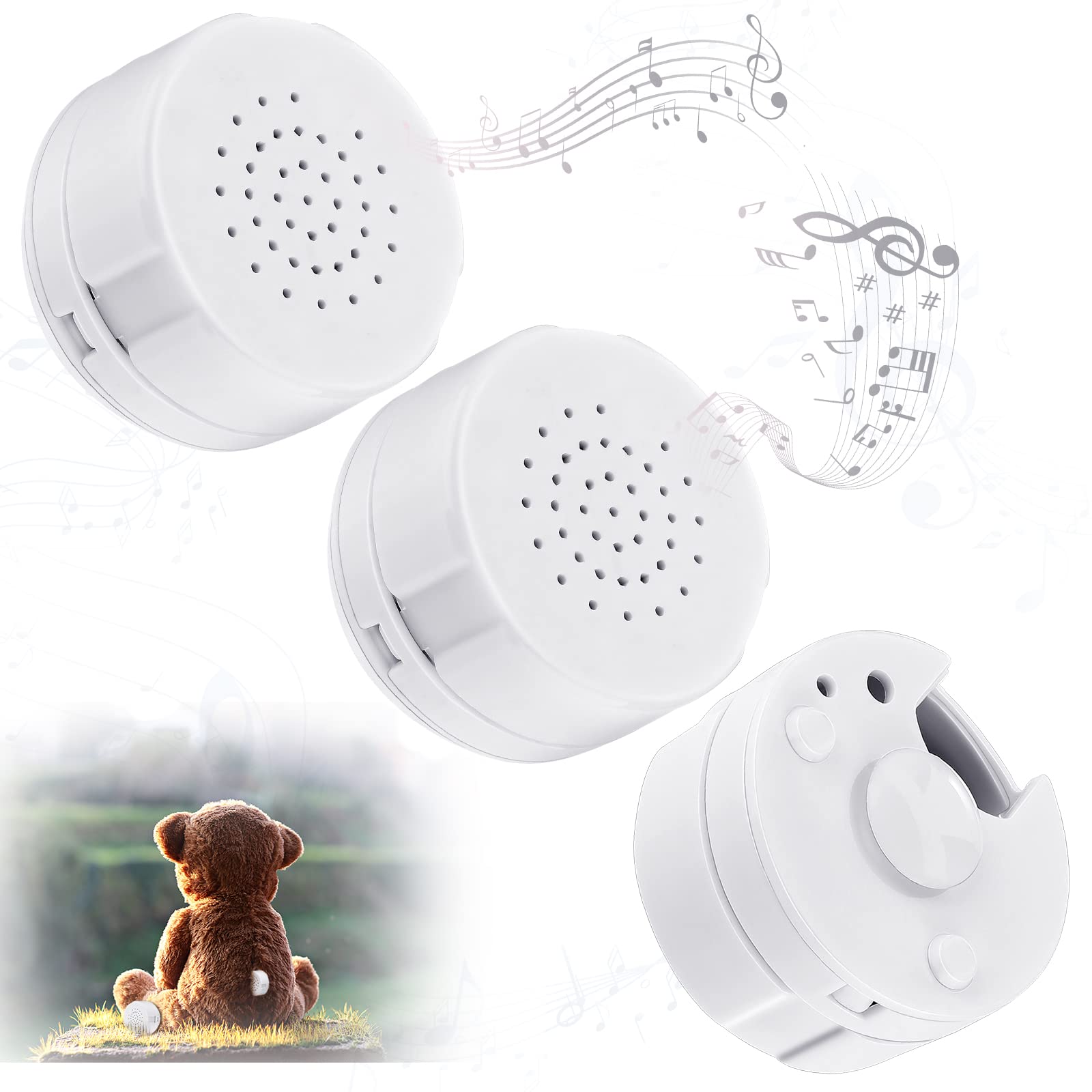 3 Pcs Voice Recorder For Stuffed Animal, Voice Recorder Box Stuffed Bear Mini Voice Recorder Device, Diy Custom Voice Message Toy Voice Recorder For Baby Dolls, Plush Toys And Pillows (30S Edition)