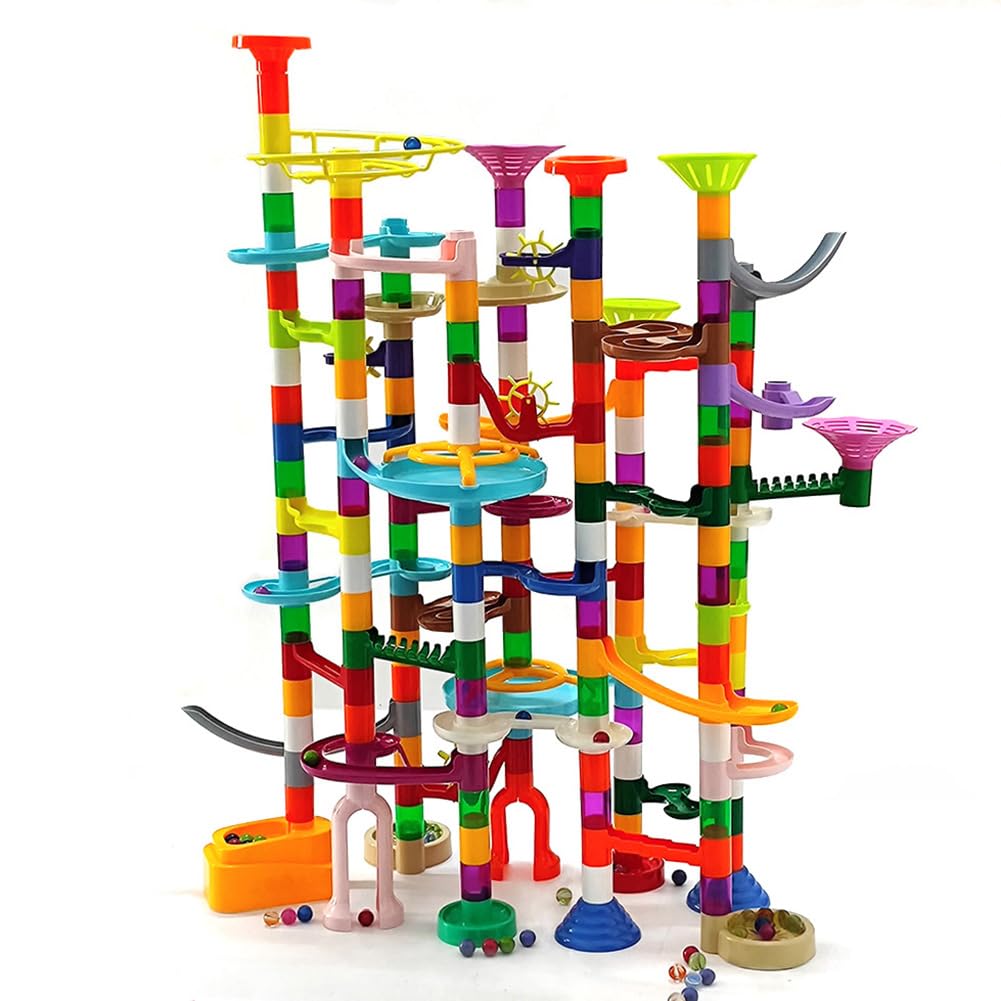 Marble Run - 200Pcs Marble Maze Game Construction Building Toy, Marble Race Set With 30Pcs Glow Marble Steam Building Toys Gift For Kids (Marble Run-200)