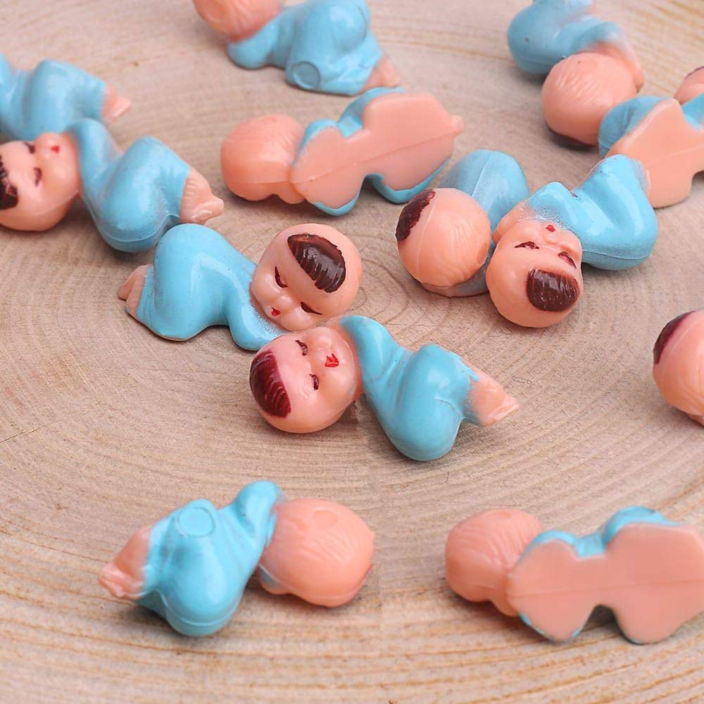 Mini Plastic Babies For Party Favor Decor Party Decorations Baby Shower Party Game Ice Cube Game (1'' 60Pcs, Blue)