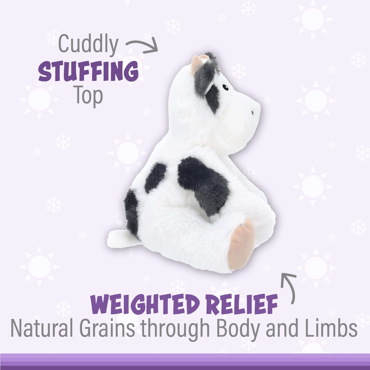 Warm Pals - Callie Cow - 1.5Lbs - Cozy Microwavable Lavender Scented Plush Toys - Heated Stuffed Animal - Heatable Coolable Bedtime Comfort Plushie
