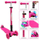 ChromeWheels Deluxe Kick Scooter for Kids, 3 Wheel, Foldable, 4 Adjustable Heights, LED Light Up Wheels, Pink, Model CW8009L-Pink
