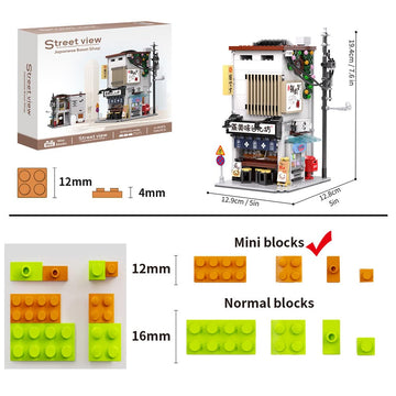 Ravayo Japanese Street View Baozi Shop Building Blocks Toy - 1155Pcs Mini Brick Simulation Architecture Construction Toy
