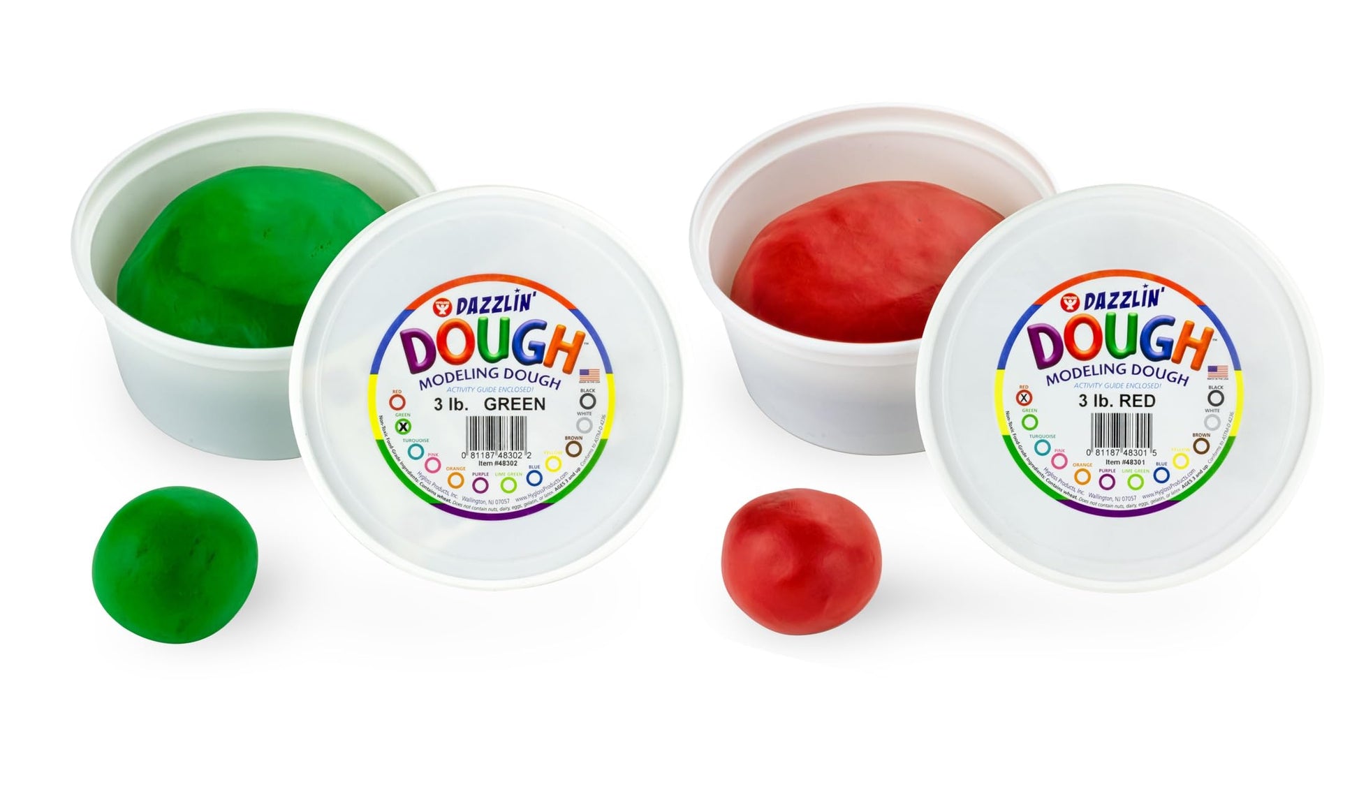 Hygloss Play Modeling Dough - Red and Green Dough Unscented - Safe & Non-Toxic for Kids Arts & Crafts - Party Favors - Classroom