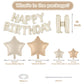 Happy Birthday Balloons Banner, Cream Happy Birthday Foil Balloons 16 Inch Mylar Foil Letter Balloons With 8 Pcs Cream Caramel B