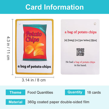 Lilias Food Quantities Flash Cards, Toddler Learning Toys, Preschool Learning Toys, Homeschool Supplies, Learning Supplies For Kindergarten, 4.3 X 3.14 Inch, 18 Cards In Set
