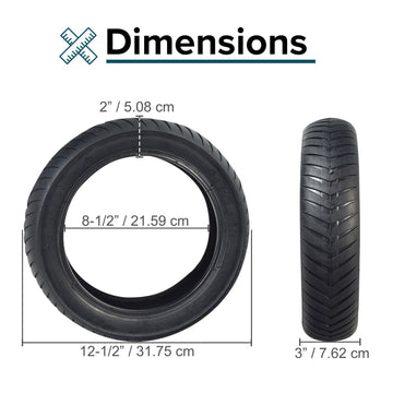 Alveytech 12-1/2'' X 3.0'' Tire With V-Groove Q212 Tread For Electric Scooters