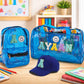 Aica Personalized Name Embroidered Letters & Patch Pvc Bag & Cap Kids Combo Giftset (210 Year)  Navyblue|Stationery Items |Duf