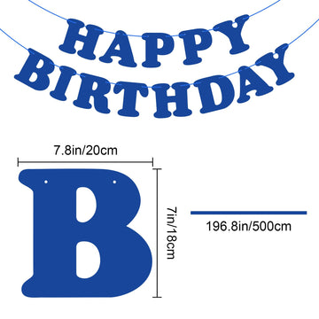 Navy Blue Happy Birthday Banner Sign Happy Birthday Bunting Banner Flag Garland For Kids Boys Baby Birthday Party Decorations Supplies