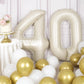 Suwen 40 Inch Large Cream White 40 Balloon Numbers Big Foil Helium Number Balloons 0-9 Jumbo Happy 40Th Mylar Birthday Party Dec