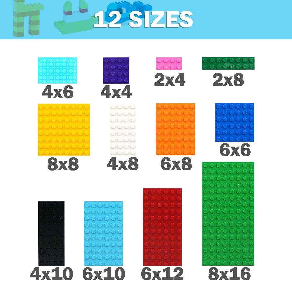 MALEKO 120 Pieces Classic Base Plates Bricks Parts, Flat Board Small Baseplates Mat Multipacks, Bulk Building Blocks