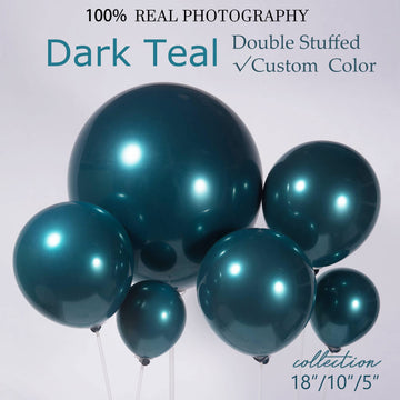 Kozee Dark Teal Balloons Double Stuffed Different Sizes 52 Pack 18+10+5 Inch 2-Layer Teal Balloon Garland Kit For Wedding Birthd