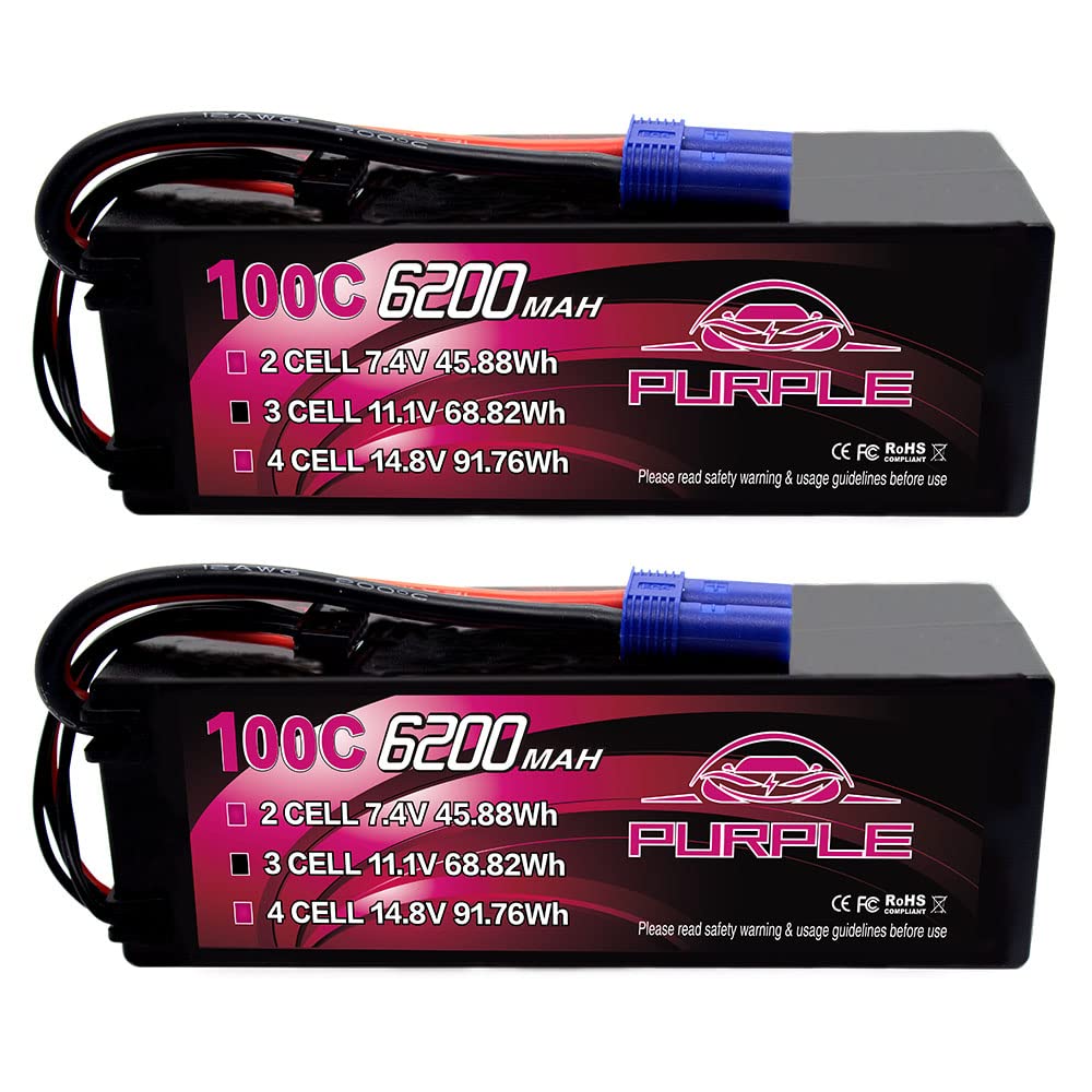 CNHL 6200mAh 2S Lipo Battery 100C 7.4V Hard Case Battery with Deans T Plug for RC Car Truck Boat Truggy (2 Packs)
