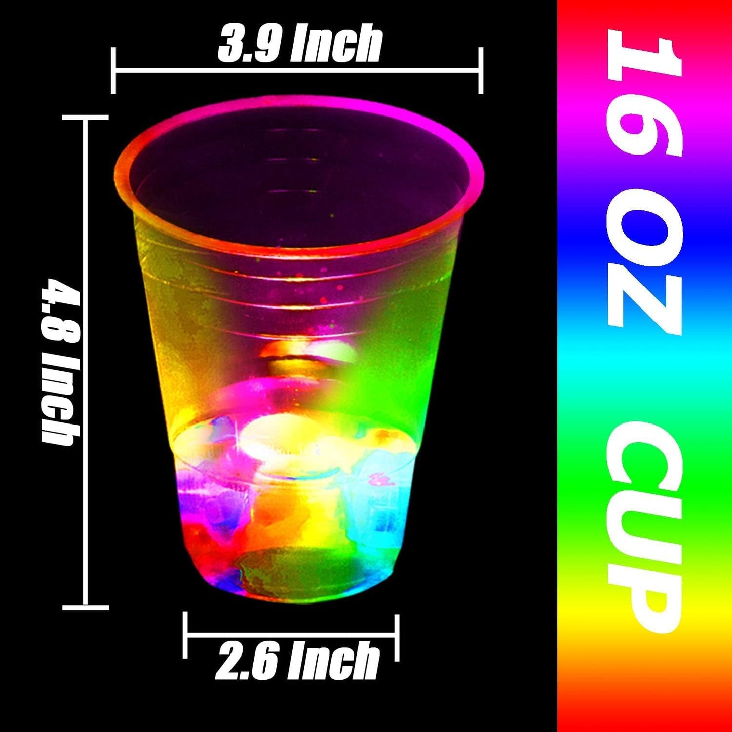 16oz Glowing Party Cups for Indoor Outdoor Party Event Fun,Light Up Flashing Cups for Night Event Favor Decorations Supplies