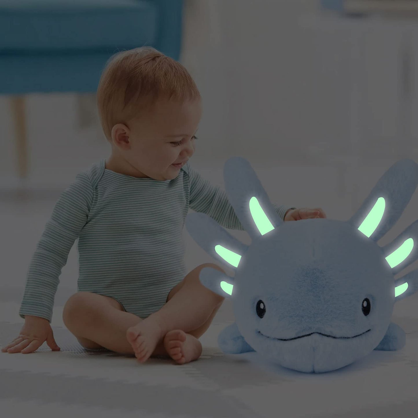 Niuniu Daddy 18' | 2.8 Pound Blue Axolotl Weighted Stuffed Animals For Kids Adults Girls, Giant Cute Axolotl Stuffy Plush Toy With Glowing Ears In The Dark, Kawaii Gifts For Holidays Christmas