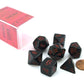 Chessex Dice: Polyhedral 7-Die Opaque Dice Set - Black with Red