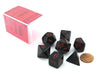 Chessex Dice: Polyhedral 7-Die Opaque Dice Set - Black with Red