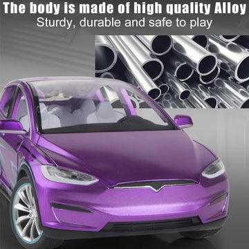 Model X Toy Car 1/24 Diecast Model X Model Car Pull Back Vehicles with Sound and Light, Eagle Wing Door, Big Model X Diecast Car