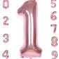 Aule 40 Inch Big Rose Gold 1 Balloon Number Large Foil Helium Number Balloons 0-9 Jumbo Giant Happy 1St Birthday Party Decoratio