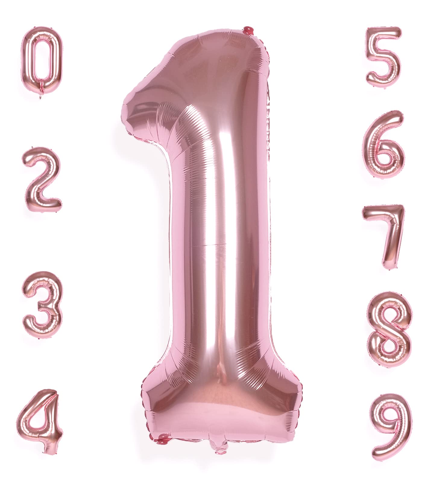 Aule 40 Inch Big Rose Gold 1 Balloon Number Large Foil Helium Number Balloons 0-9 Jumbo Giant Happy 1St Birthday Party Decoratio