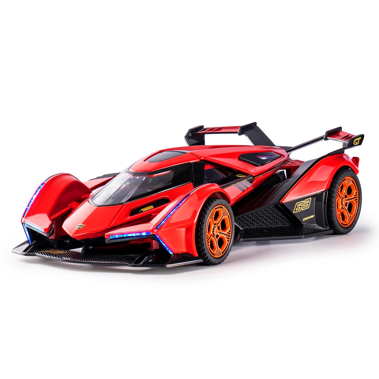 SASBSC Toy Cars Lambo V12 Race Car Toys with Light and Sound Diecast Metal Model Cars for 3+ Year Old Boys Pull Back Car Gift To