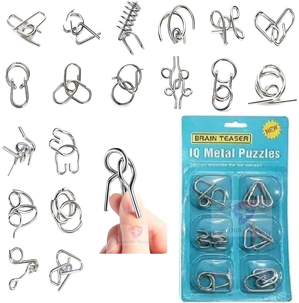 Famous Quality Mind Challenging Game - Brain Teasers Metal Wire Puzzle - Assorted Metal Puzzle For Gifts, Party Favors, Prizes, 