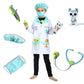 Rabtero Doctor Costume Coat, Kids Veterinarian Costume White Lab Coat Set, Thigh High Length 4T-6T