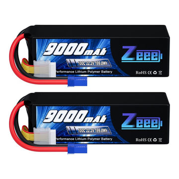 Zeee 6S Lipo Battery 9000mAh 22.2V 100C Soft Case RC Battery EC5 Connector with Metal Plates for RC Car Truck Desert Racer RC Ta