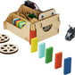 Kiwico - Domino Machine, Wooden Domino Set For Family Games With 100 Dominoes And Wood Domino Robot, For Kids Ages 9+