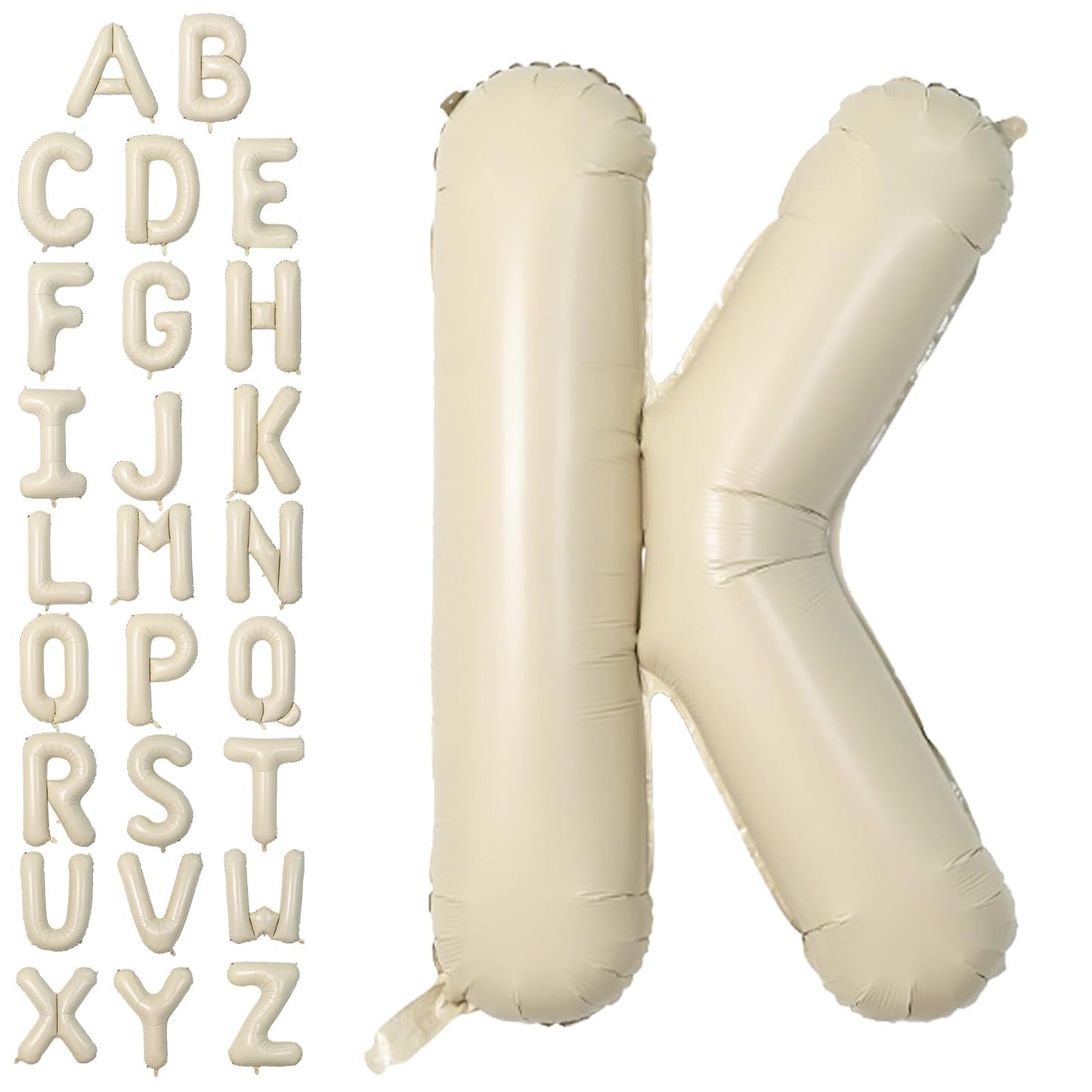 Letter Balloons Beige,40 Inch Letter K Balloons,A-Z Alphabet Name Foil Balloons,Big Single Cream Aluminum K Word Balloons Helium