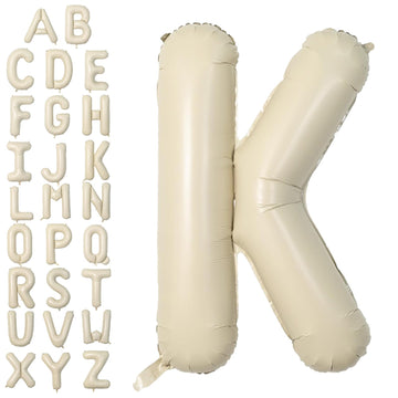 Letter Balloons Beige,40 Inch Letter K Balloons,A-Z Alphabet Name Foil Balloons,Big Single Cream Aluminum K Word Balloons Helium