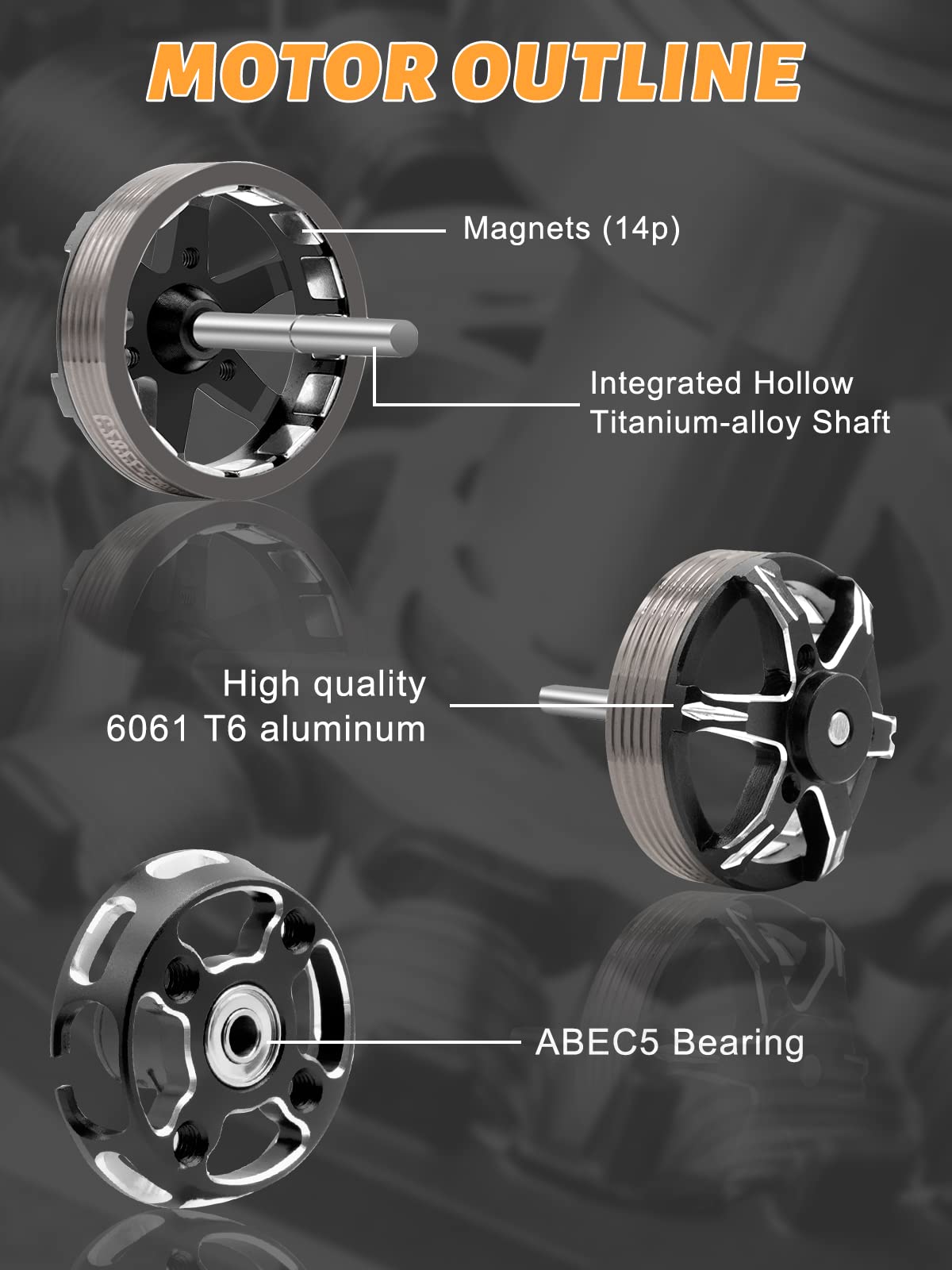 OGRC C2822 Outrunner Brushless Motor 1400KV RC Models Brushless Motor for SCX24 C10 JLU Deadbolt Gladiator Bronco Crawler Car