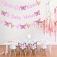 Kisses & Wishes Pink Glitter Butterfly Welcome Baby Girl Banner for Gender Reveal, 1st Birthday, Baby Shower Party Supplies