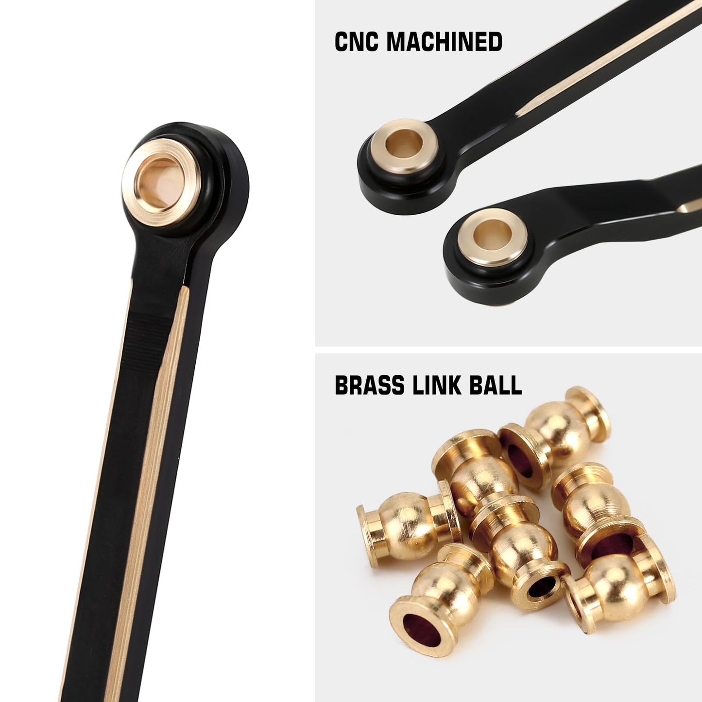 Injora 46G Black Coating Brass High Clearance Links Set For Trx4M High Trail K10 F150 1/18 Rc Crawler Upgrade (4M-97Bk)