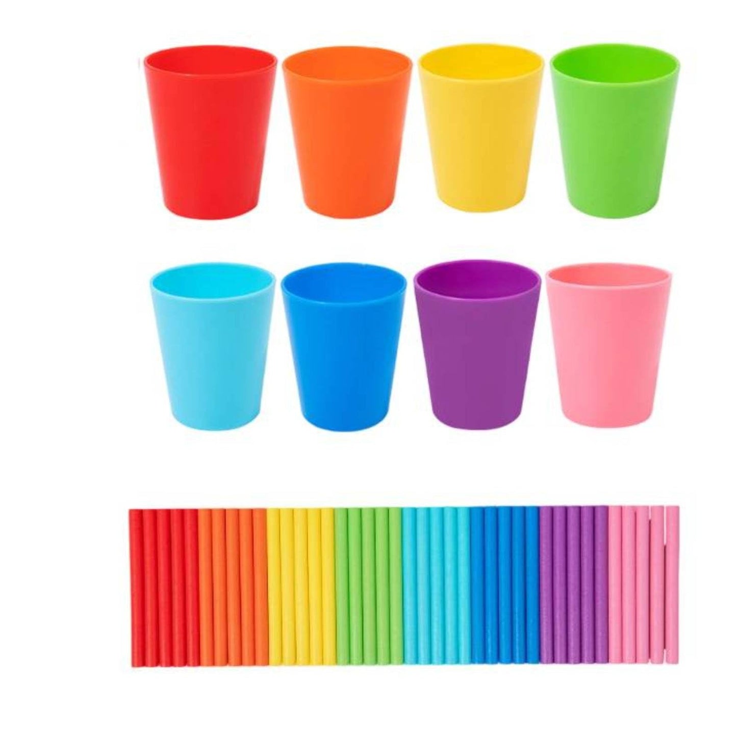 Trendivibe 6 Pieces Color Matching Cup Set Educational Counting Cup Toy Early Learning Educational Counting Cups For Children, T
