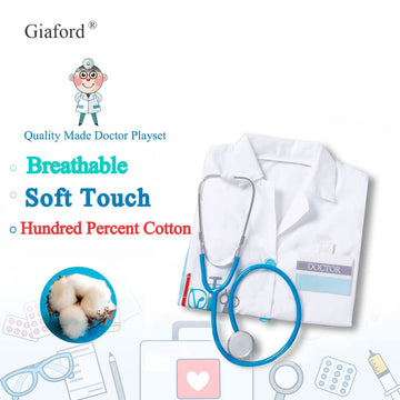 Doctor Coat for Kids with Stethoscope Toy Toddler Dress Up Costume for Boys and Girls  Age 7-8
