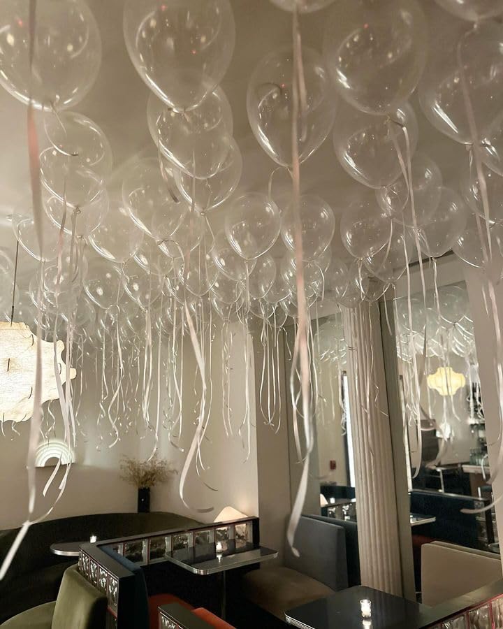 Bezente Clear Balloons Latex Party Balloons - 100 Pack 12 Inch Round Helium Transparent Balloons For Wedding Baby Shower Birthda