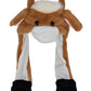 Joyhy Kids Adults Plush Hat Ear Moving Ear Flap Hat With Paw Brown Bull