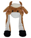 Joyhy Kids Adults Plush Hat Ear Moving Ear Flap Hat With Paw Brown Bull