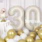 SUWEN 30 Balloon Numbers - Jumbo 40 Inch Cream White Foil Mylar Balloons for 30th Birthday Party Decorations