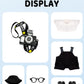 17cm Doll Clothes - 6-Piece Set  Hat + Overalls + Shirt + Camera + Glasses + Shoes  Cute and enhanced Dolls Outfit Accessories (Black)
