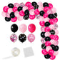 Rose Red Black Pink Balloon Garland Arch Kit - 122Pcs Hot Pink, Black, Rose Red Confetti Balloons For Princess Girl Birthday Wed