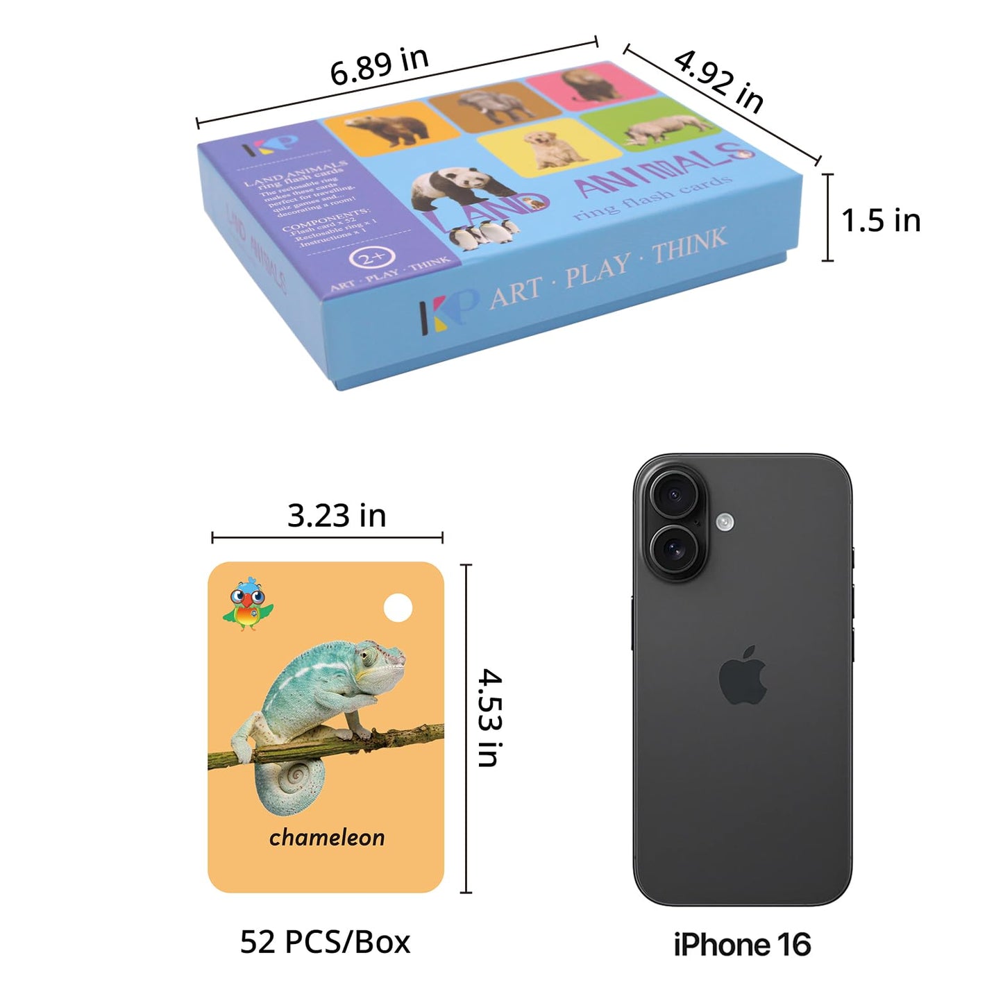 Toddler Land Animals Flash Cards for Kids Wild Forest Animals Cards,Sight Words with Pictures Flash Cards for Toddlers 52 Pcs wi