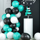 Wpensky Teal Balloon Arch Kit - PVC Teal Black Garland with Silver Foil Stars for Birthday, Wedding, Baby Shower, Graduation Party