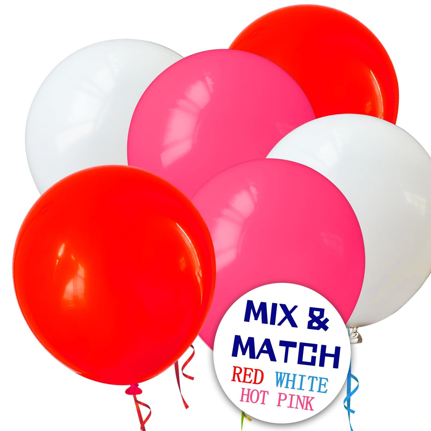 110Pcs Hot Pink Balloon 12 Inch, Hot Pink Latex Balloons For Birthday Party Baby Shower Wedding(With 2 Ribbons).