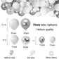 White And Silver Balloons Garland Arch Kit 5'10 Inch 12' White Silver Metallic Confetti Latex Balloons Arch Set For Christmas Winter Wonderland Birthday Baby Shower Wedding Party Winter Decor