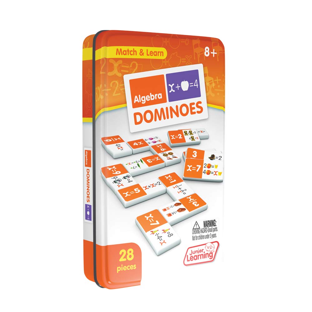 Junior Learning JL497 Algebra Dominoes - Multi Color Plastic Educational Game